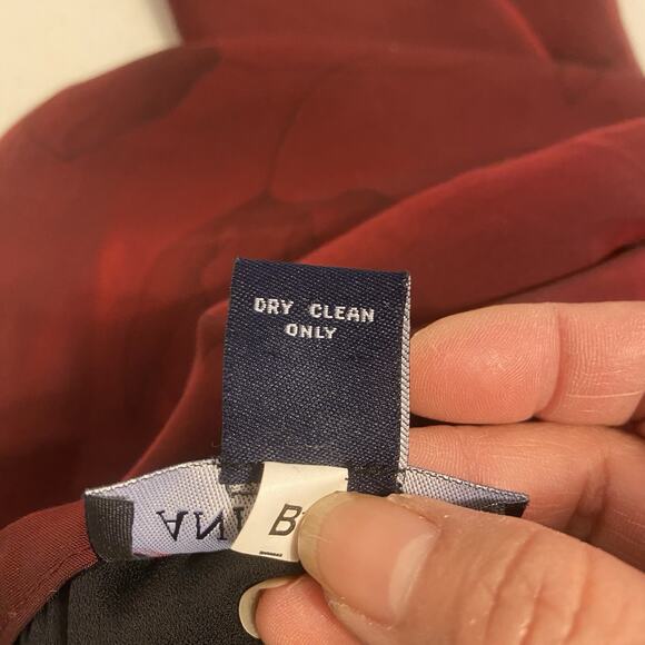 Ann Taylor 100% Silk Skirt Size 2 Burgundy Lined Floral Full Length Straight - Picture 6 of 10